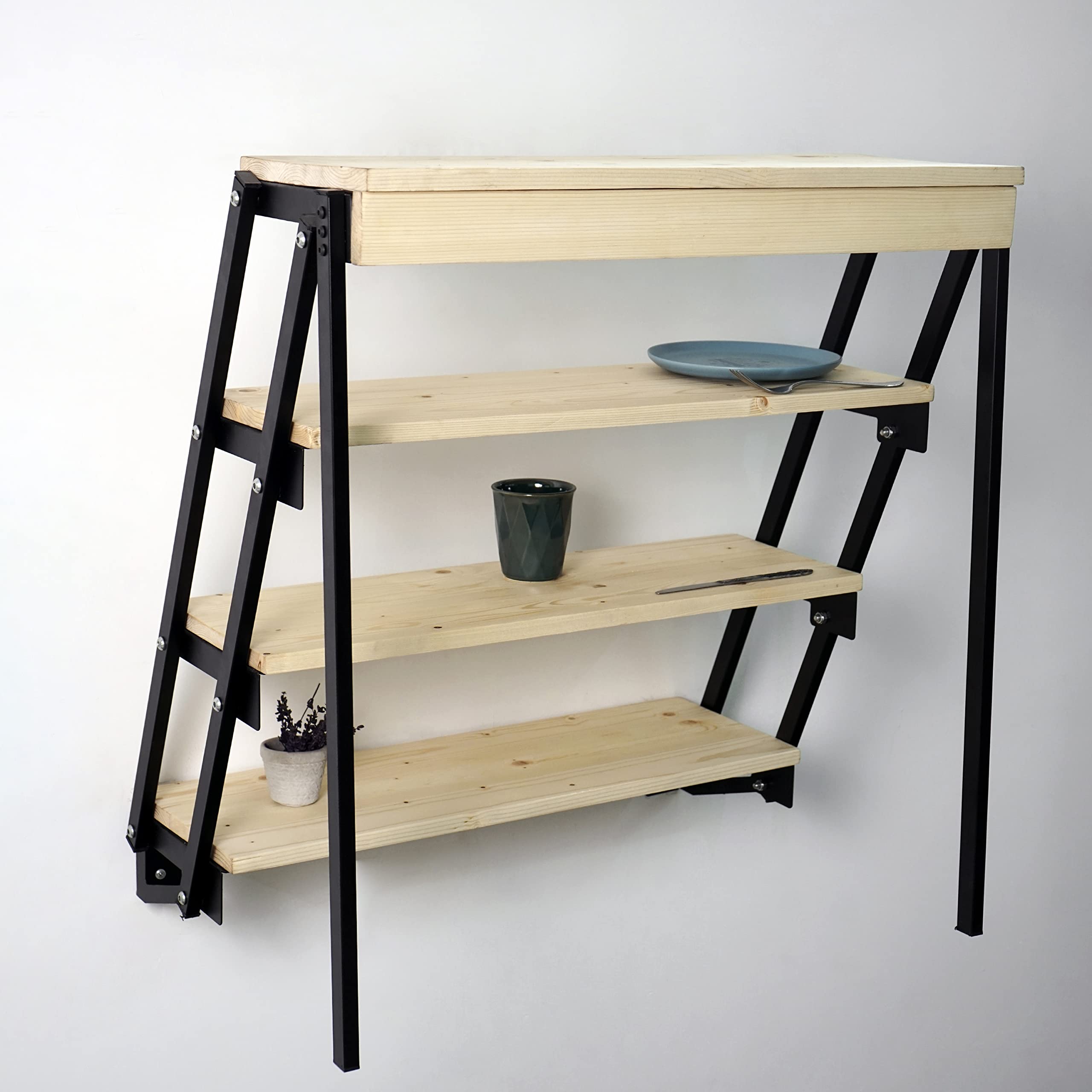 Murphy Folding Table - Space Saving Wall Mounted Dining Table & Multifunctional Desk with Storage Shelf | Perfect for Small Apartments, Tiny Homes & Studio Living