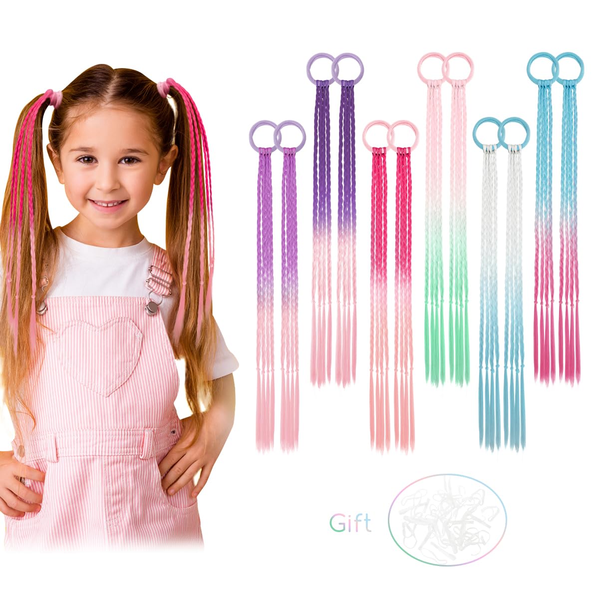 Dreamlover Kids Hair Accessories Set - 12 Piece Colorful Hair Extensions & Clips for Girls | Perfect for Crazy Hair Day, School Events & Costume Parties