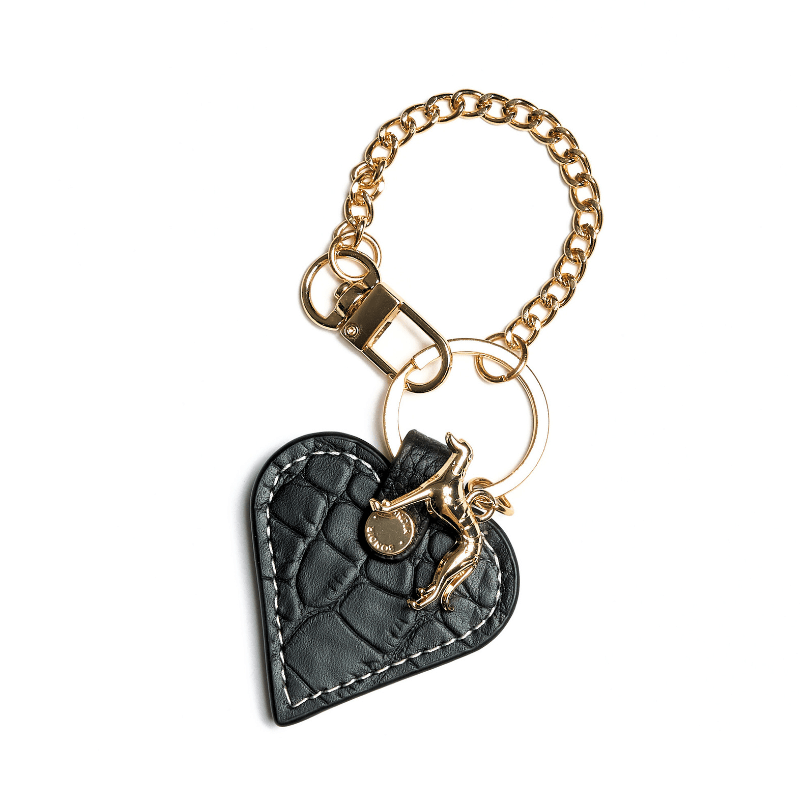 Obsidian Leather Heart Bag Charm - Elegant Handbag Accessory for Women, Perfect for Purses, Backpacks & Keychains | Great Gift for Valentine's Day, Birthday & Anniversary