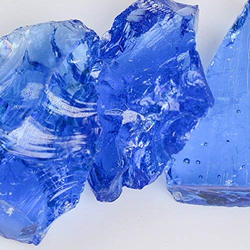 Premium American Crystal Blue Landscape Glass - 50 lbs Bulk for Garden Decor, Aquariums & Vase Fillers - Large Decorative Glass Stones for Landscaping, Zen Gardens & DIY Crafts