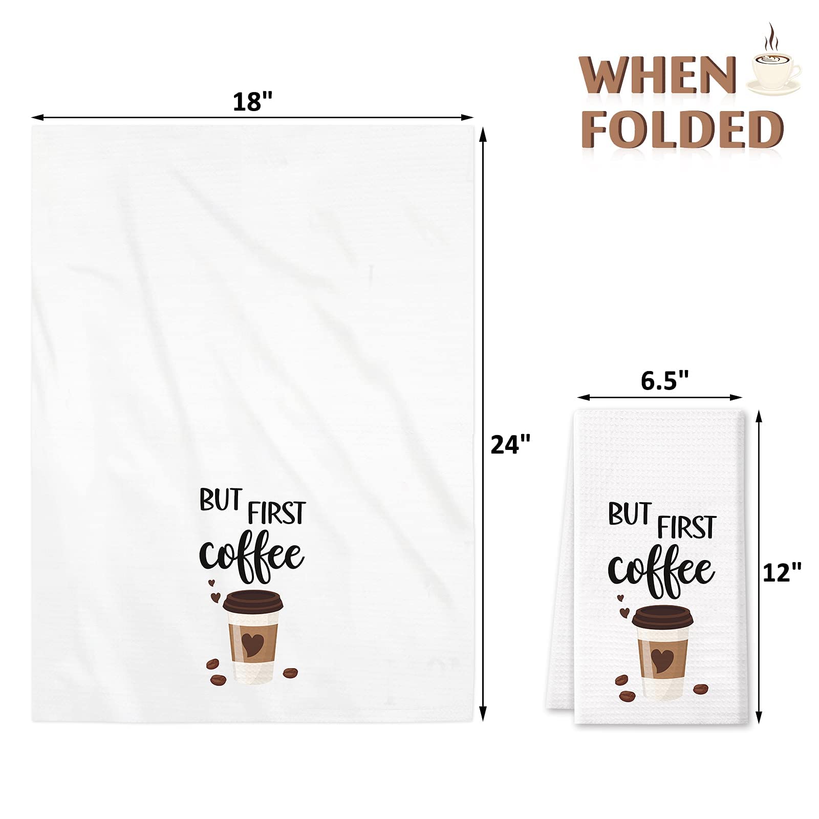 Vansolinne Coffee Kitchen Waffle Towels Set of 4 - Absorbent Dish Towels for Coffee Bar, Hostess Gifts & Home Decor - Perfect for Kitchens, Cafes & Gift Giving