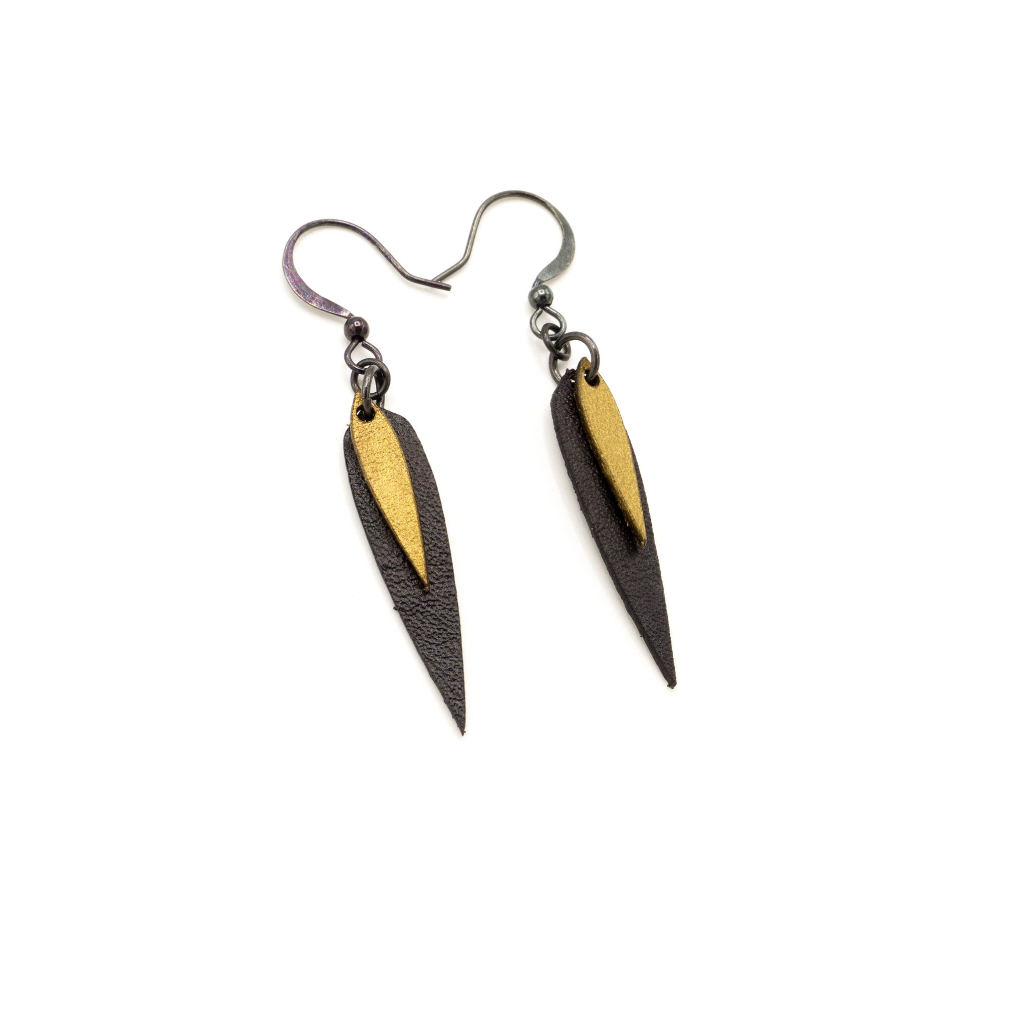 Innera Genuine Leather Earrings for Women - Black & Gold Hoop Dangle Earrings | Boho Chic Accessories for Casual Wear, Parties & Special Occasions