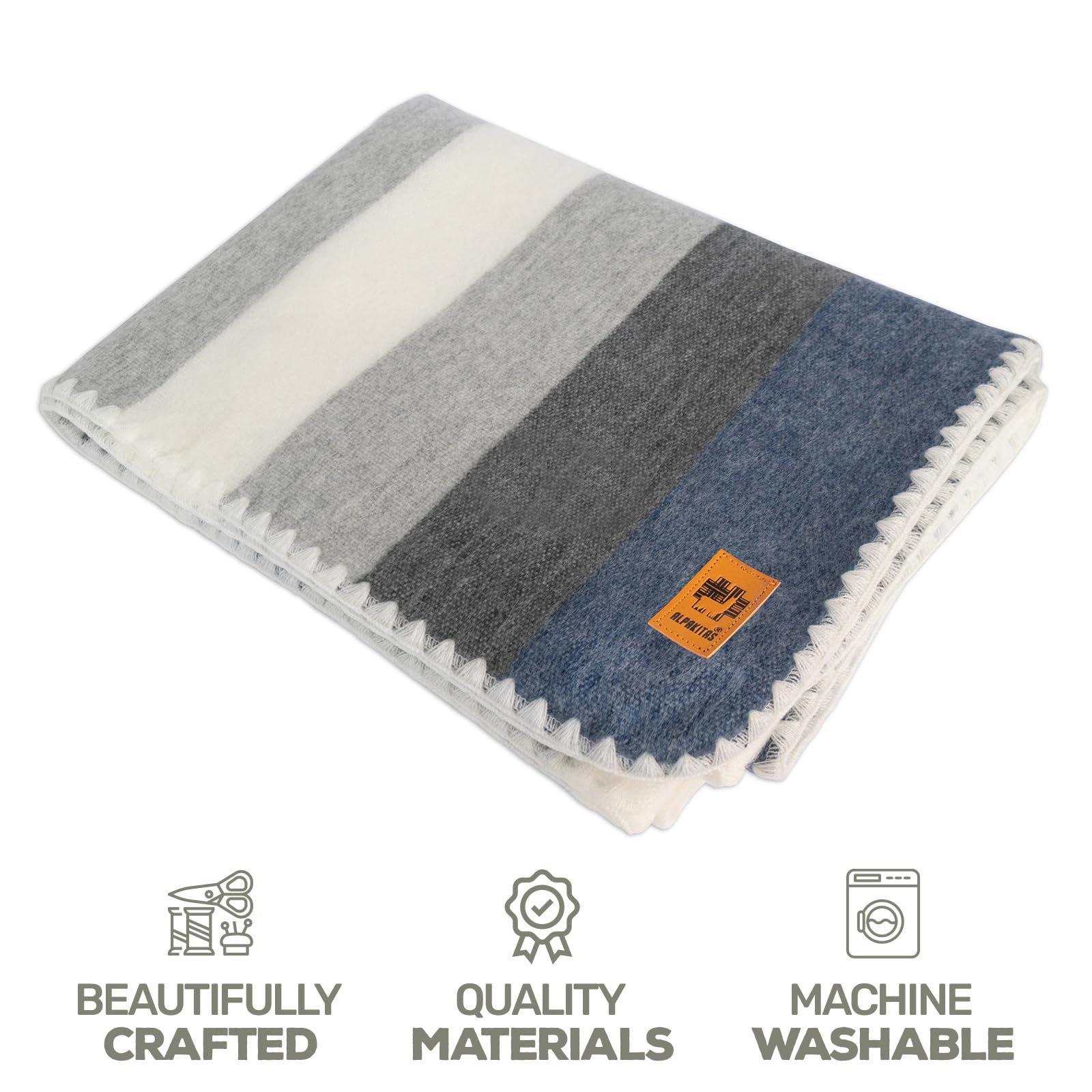 Premium Alpaca Wool Throw Blanket - Soft & Lightweight 64