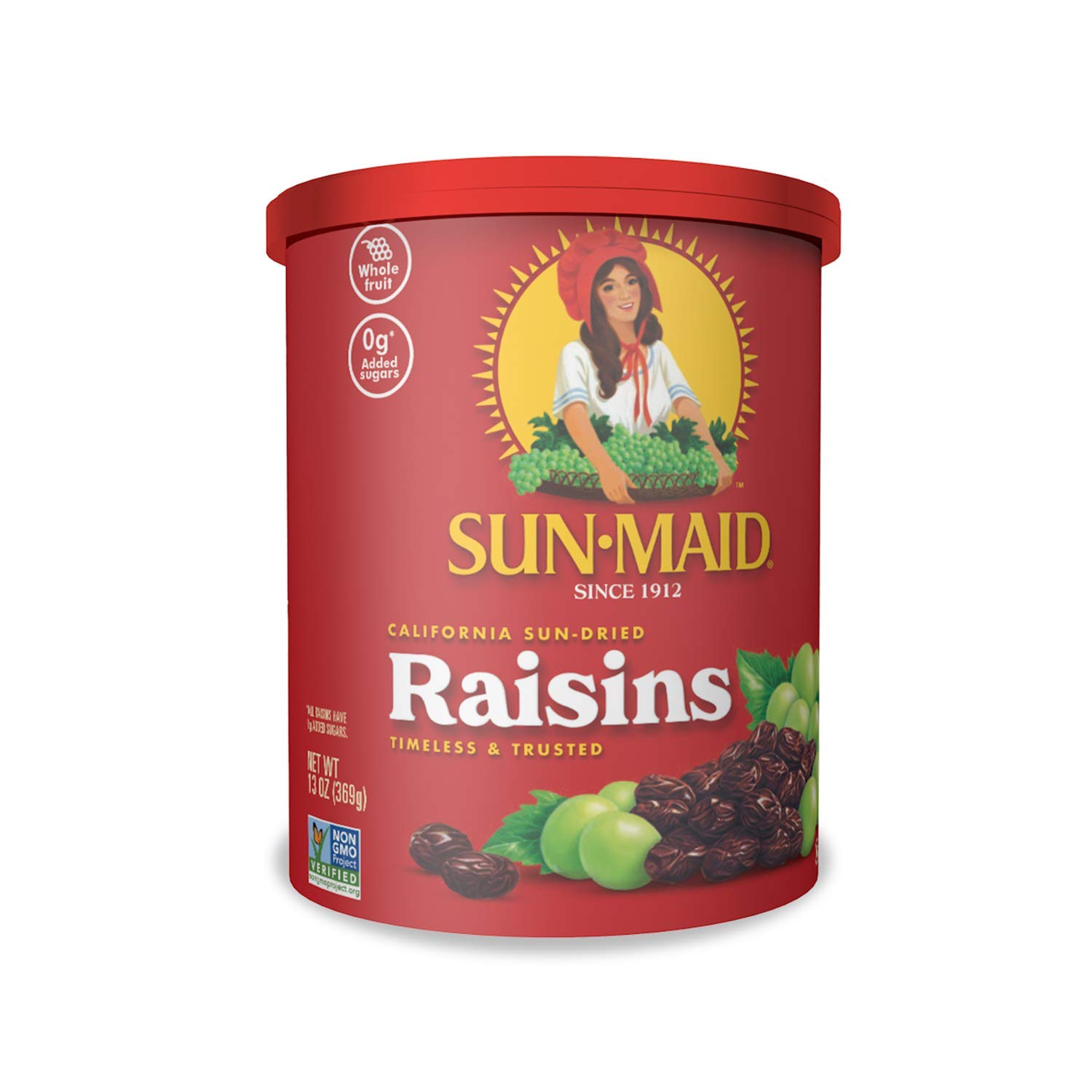 Sun-Maid California Sun-Dried Raisins - 13 oz Resealable Canister - Healthy Dried Fruit Snack for Kids & Adults - Perfect for Lunches, Hiking, Baking & Natural Sweetener Recipes