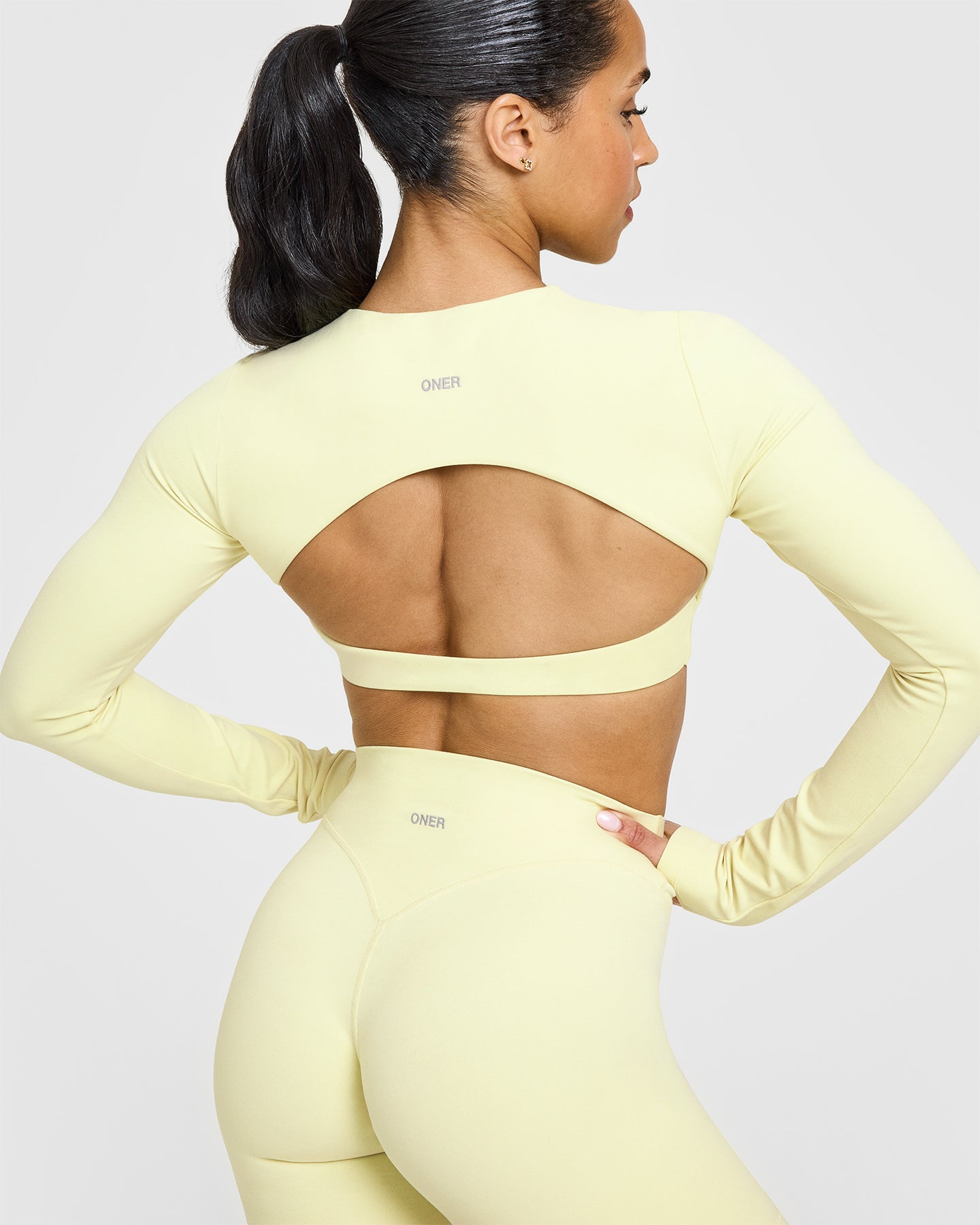 SoftMotion™ Long Sleeve Crop Top for Women - Stretchy Comfort Fit Yoga Shirt in Pastel Yellow | Perfect for Workouts, Lounge & Casual Wear