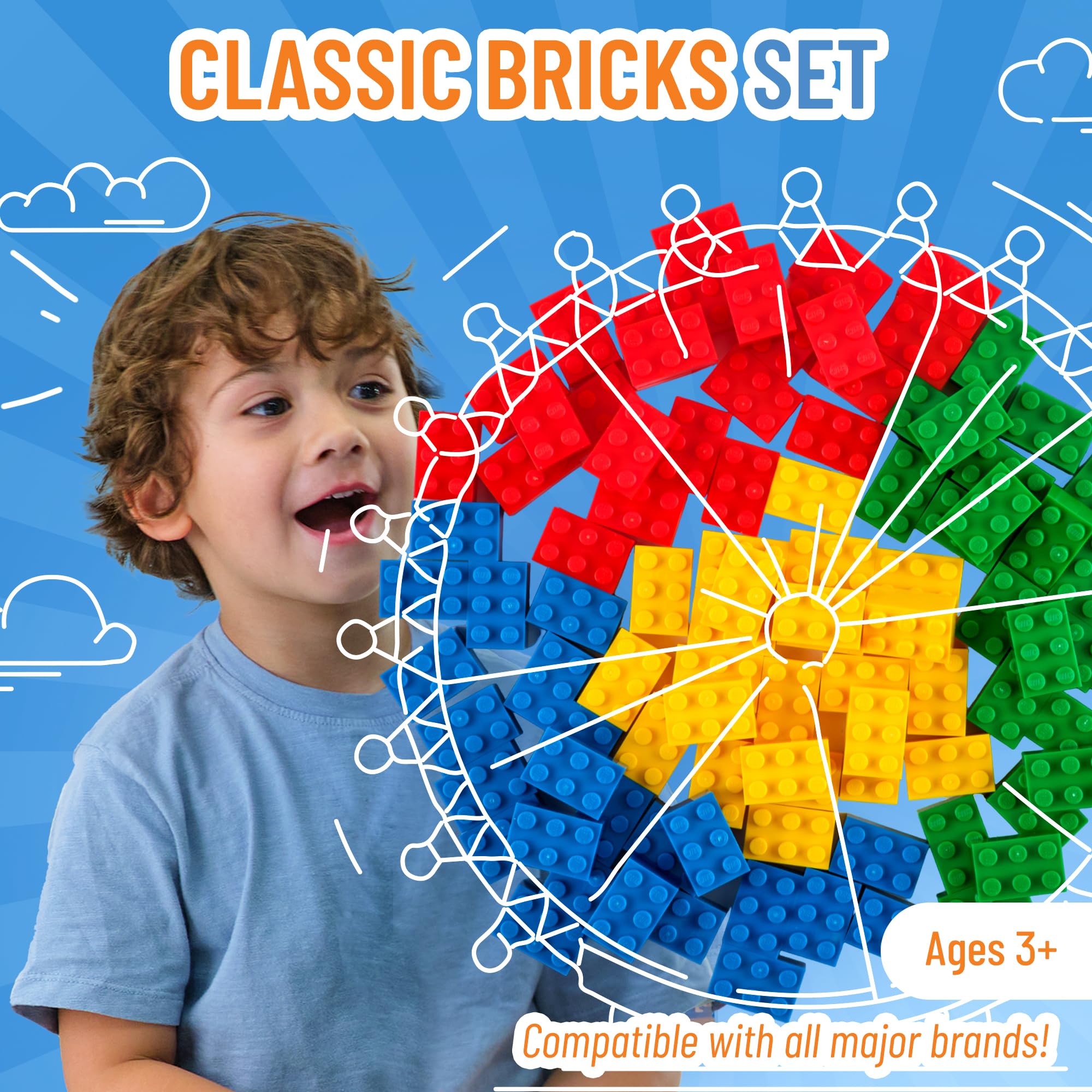 Strictly Briks 96-Piece Building Blocks Set - Compatible with Lego Classic Bricks (Blue, Green, Red, Yellow) | 2x3 Studs Creative Construction Toy for Kids Ages 3+ | STEM Learning & Imaginative Play | 100% Compatible with All Major Brands | Perfect for Birthday Gifts & Classroom Activities