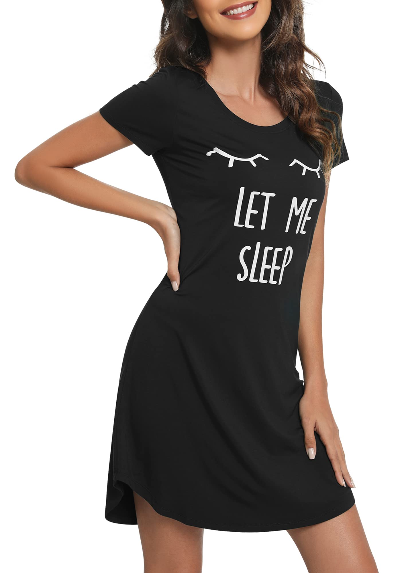 Soft Bamboo Viscose Nightgowns for Women - Comfortable Plus Size Sleepwear Short Sleeve Pajama Dress Sizes S-4X | Perfect for Summer Nights, Lounge Wear & Relaxing at Home