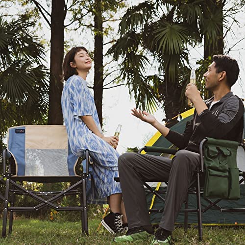 **SUNNYFEEL Heavy Duty Oversized Folding Camping Chair with Side Table & Pocket - Portable Outdoor Chair for Beach, Fishing, Picnic, Concert, Lawn & Travel - Perfect for Camping, Backyard Relaxing & Outdoor Adventures**
