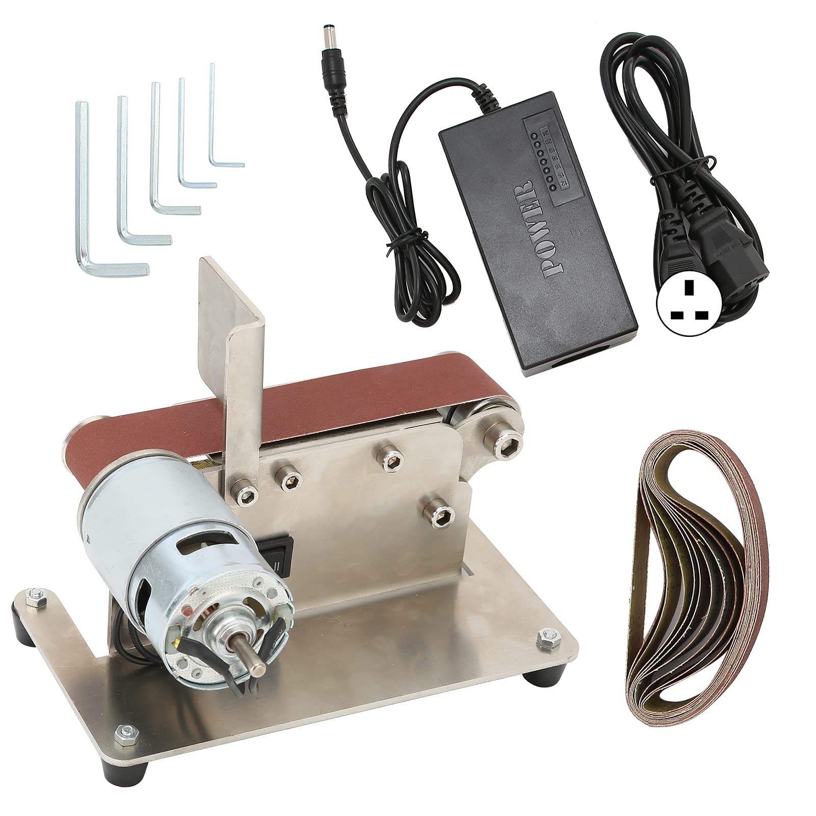 200W Belt Sander & Electric Grinder Polisher - 110-240V AC Power for Woodworking, Metal Polishing & DIY Projects - Perfect for Home Workshops, Carpentry & Metal Fabrication