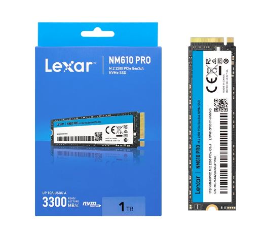 Lexar NM610 PRO 1TB M.2 PCIe NVMe SSD - Gen3 x4 Internal Solid State Drive with 2100MB/s Read Speed - Perfect for Gaming, Video Editing & PC Upgrades