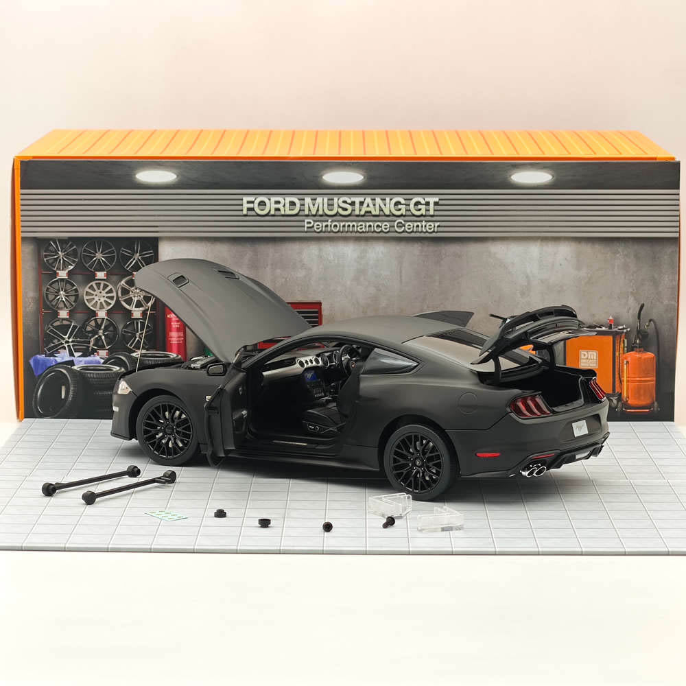 1/18 Scale Diecast Model Car - 2019 Ford Mustang GT Matte Black RHD - Highly Detailed Collectible Miniature for Display & Hobby Enthusiasts | Perfect for Office Decor, Car Shows & Gift Giving