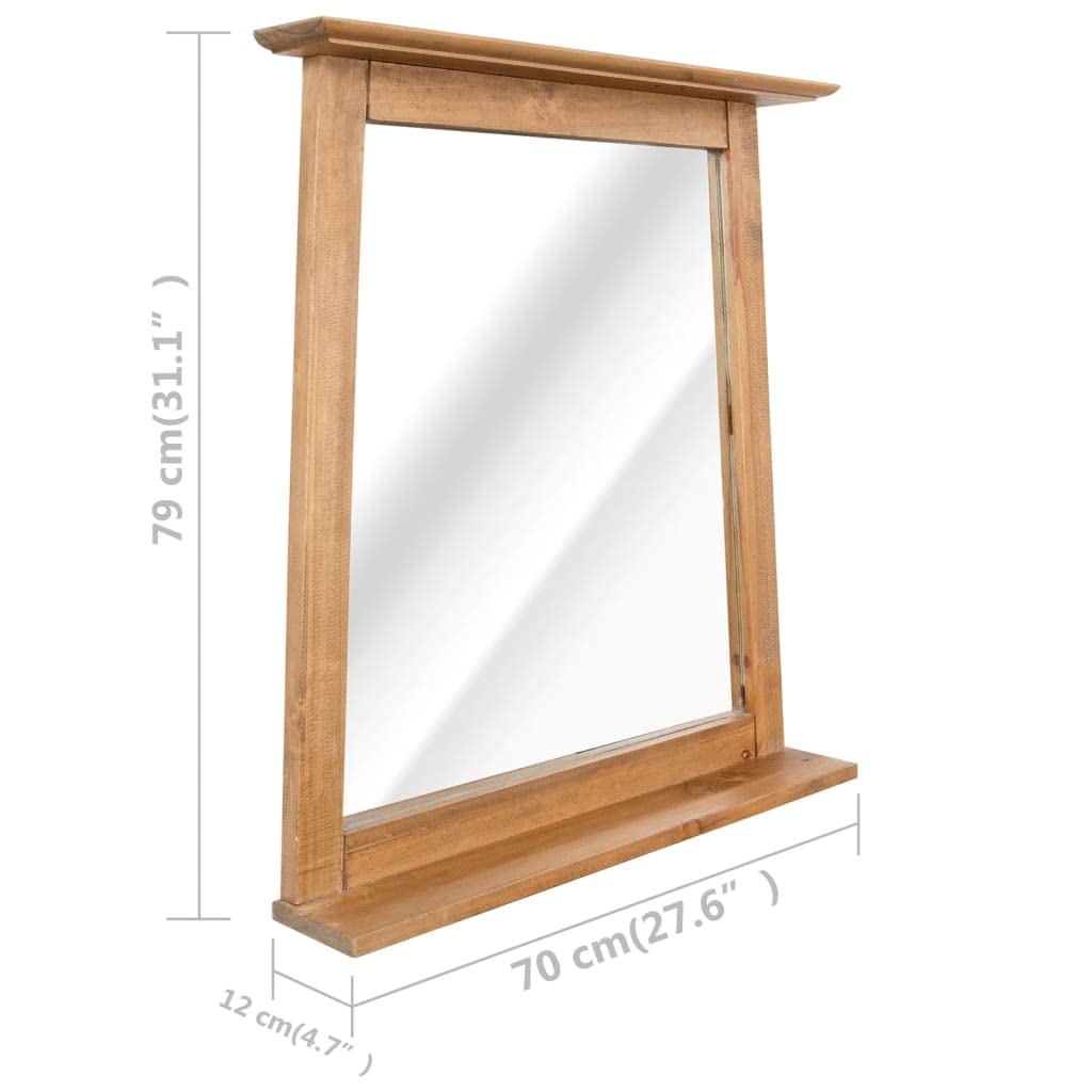 Eco-Friendly Solid Recycled Pinewood Bathroom Mirror - 27.6
