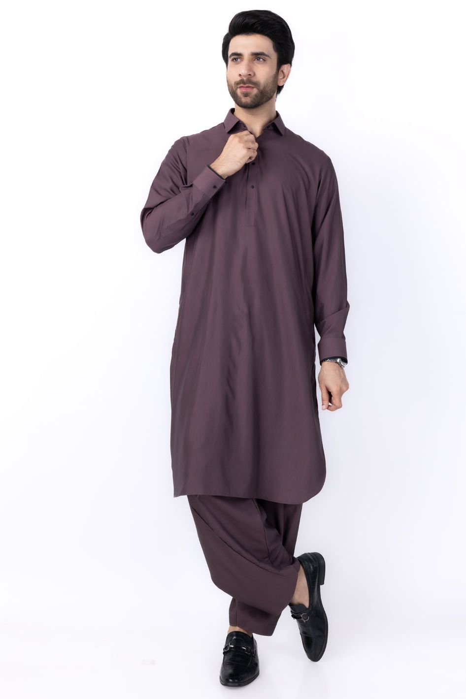 Stylish Blended Burgundy Kurta Shalwar Set by Almirah - Wasim Akram Collection | Traditional Pakistani Outfit for Men | Perfect for Eid, Weddings & Special Occasions