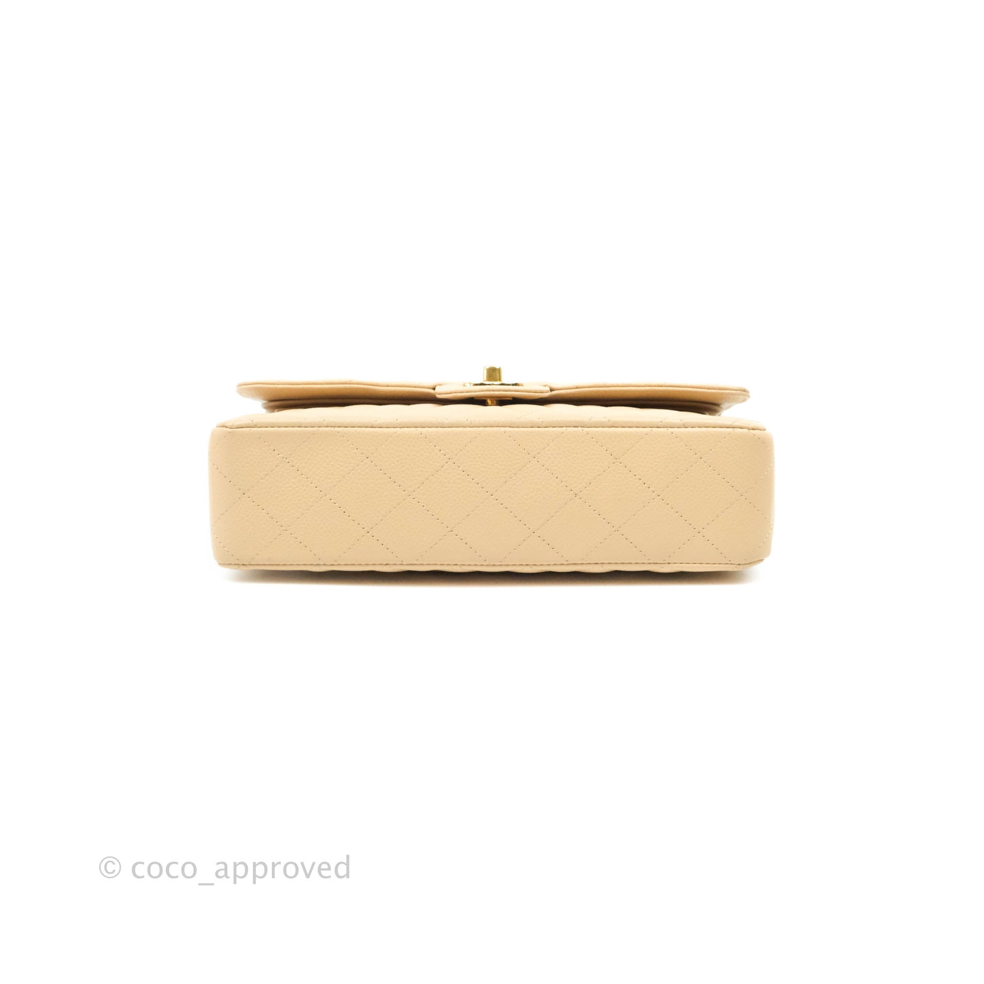 Chanel Classic Medium Double Flap Bag in Beige Caviar Leather with Gold Hardware - Luxury Designer Handbag for Women, Perfect for Work, Evening Events & Special Occasions