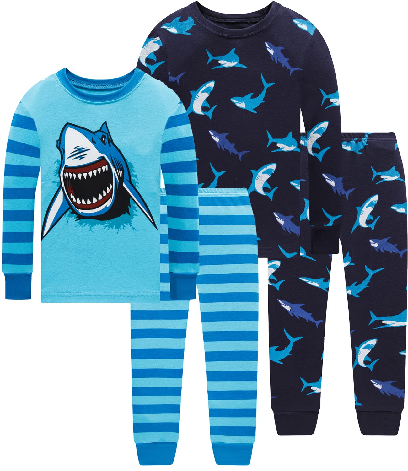 **Boys Cotton Pajamas 4-Piece Set - Toddler Sleepwear for Comfort**