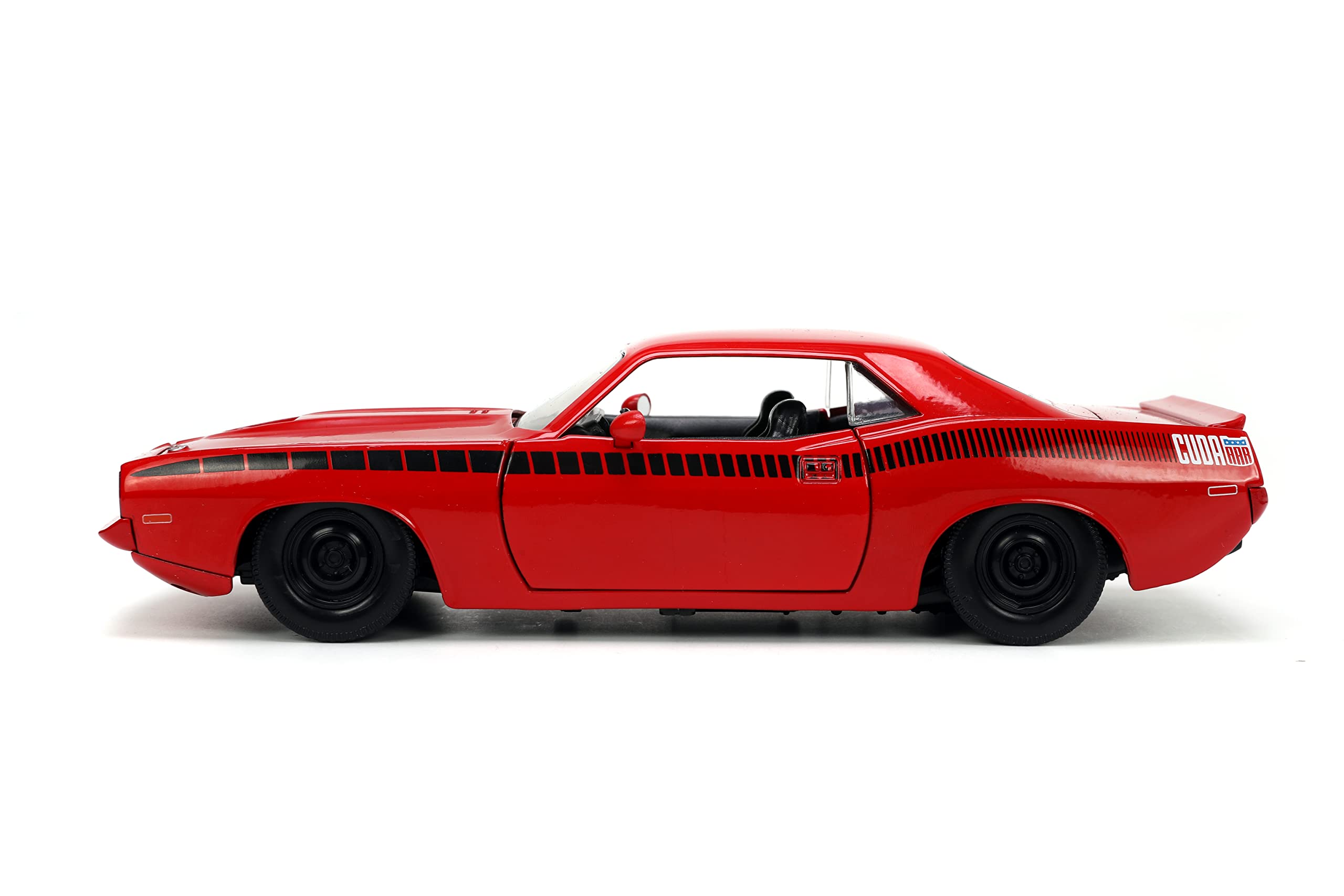 Jada Toys Big Time Muscle 1:24 Scale 1973 Plymouth Barracuda Die-Cast Model Car - Red & Black Collectible Vehicle for Kids & Adults | Perfect for Display, Gift Giving & Car Enthusiast Collections