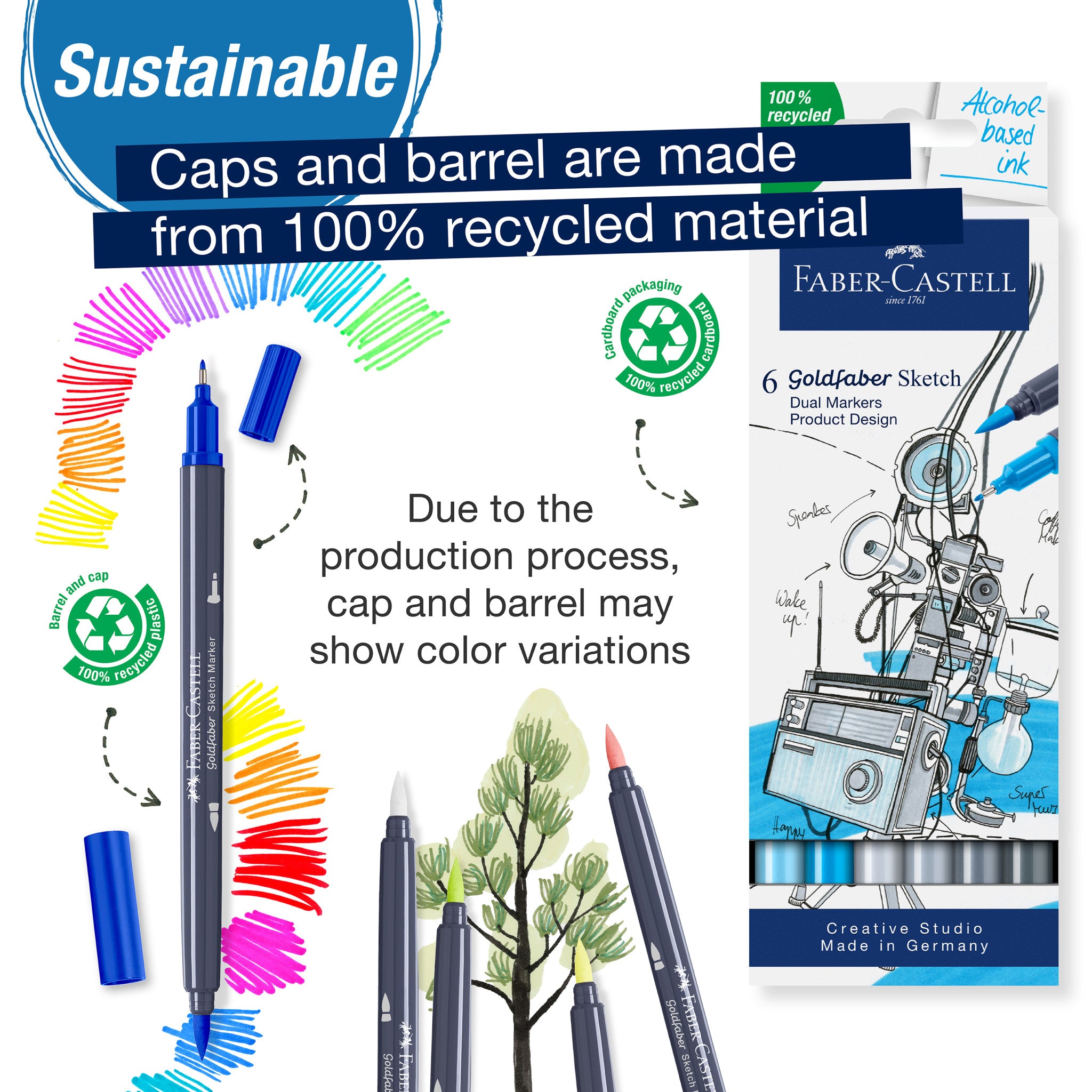 Goldfaber Sketch Markers Set of 6 - Premium Artist Markers for Sketching, Drawing & Product Design | Ideal for Professionals, Students & Art Enthusiasts | Perfect for Sketchbooks, Illustration & Design Projects