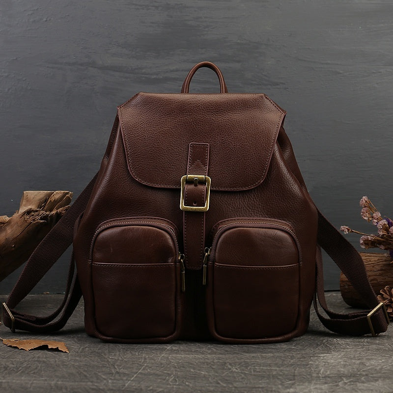 Genuine Leather Large Capacity Women's Backpack - Stylish Durable Travel Laptop Bag for Work, College & Everyday Use
