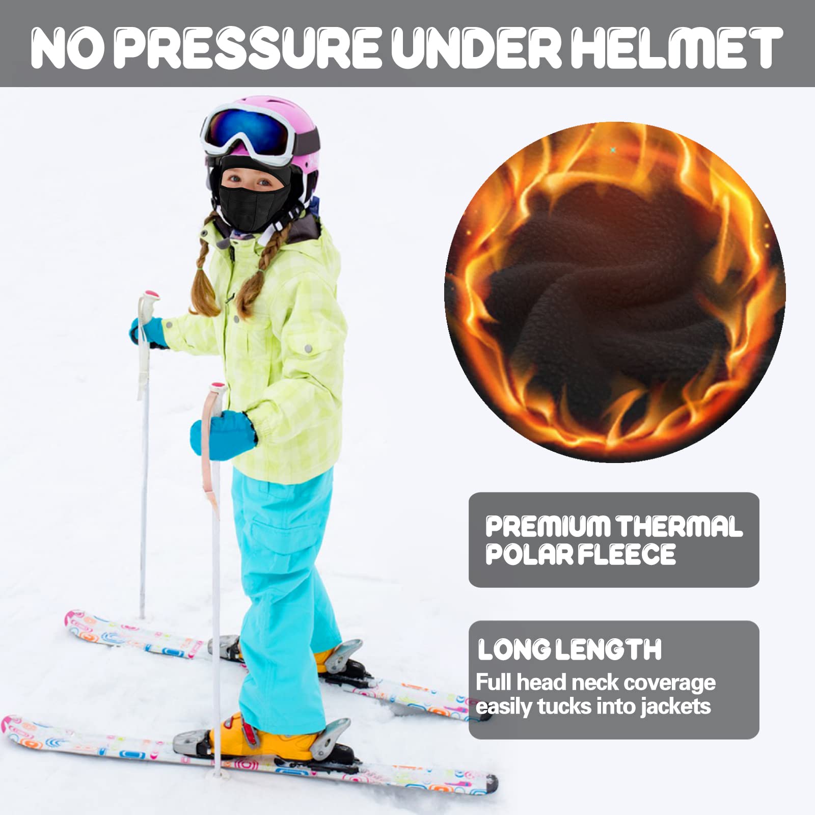 Breathable Kids Balaclava Ski Mask - Windproof Winter Face Mask & Neck Warmer for Boys & Girls - Perfect for Skiing, Running, Cycling & Outdoor Winter Activities