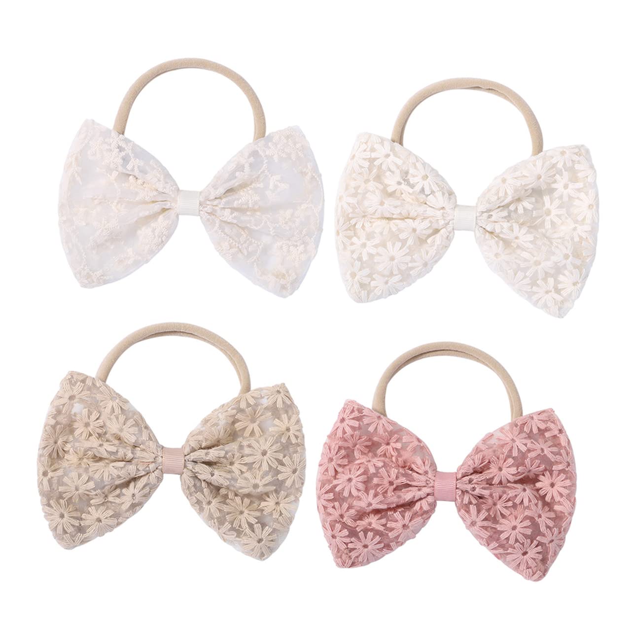 Beavorty 4 Pack Hair Rings & Hair Bands for Women - Soft Bow Scrunchies, Elastic Hair Ties, Dense Hair Ropes for Girls & Women - Perfect for Ponytails, Braids, Workouts & Everyday Styling