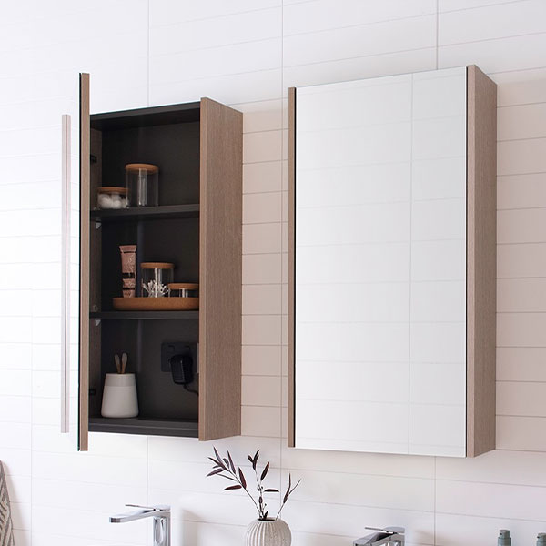 ADP Muse Mirrored Cabinet - Modern Bathroom Vanity with LED Lights & Storage | Perfect for Small Spaces, Makeup Vanity & Home Decor