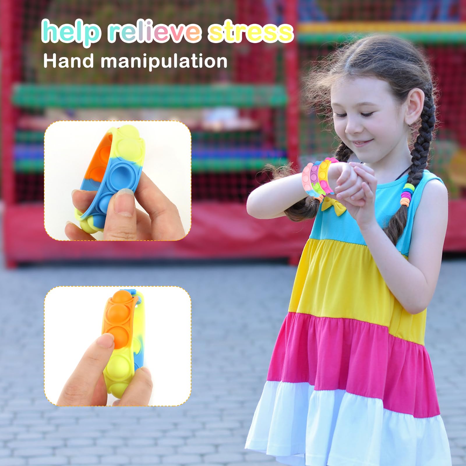 Pop It Push Bubble Fidget Sensory Toy Bracelet - Stress Relief & Anxiety Relief for Kids & Adults - Perfect for Classroom, Office, Travel & Home Use
