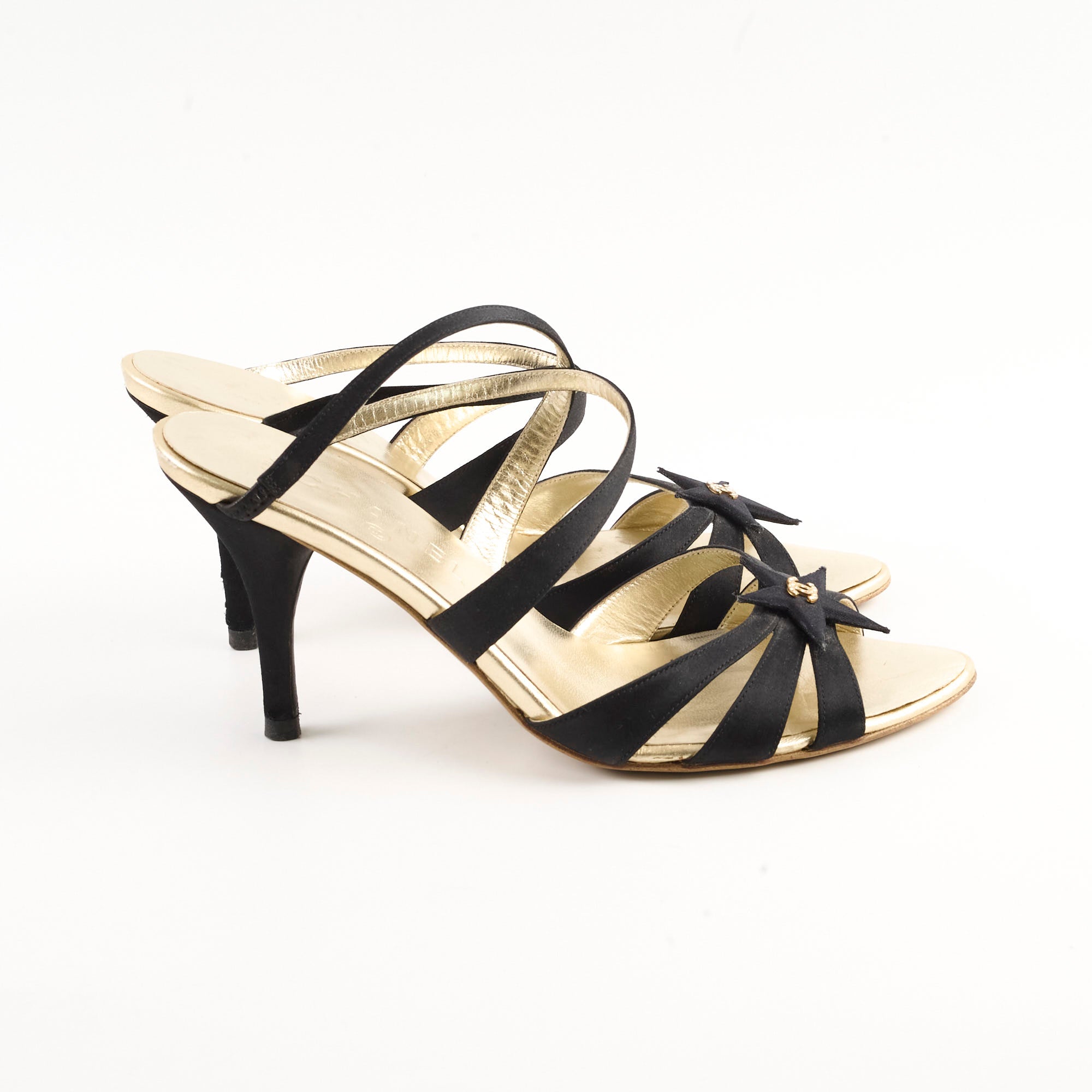 Chanel Star Gold & Black High Heels for Women - Size 38 (US 8) - Luxury Designer Pumps for Evening Parties & Special Occasions