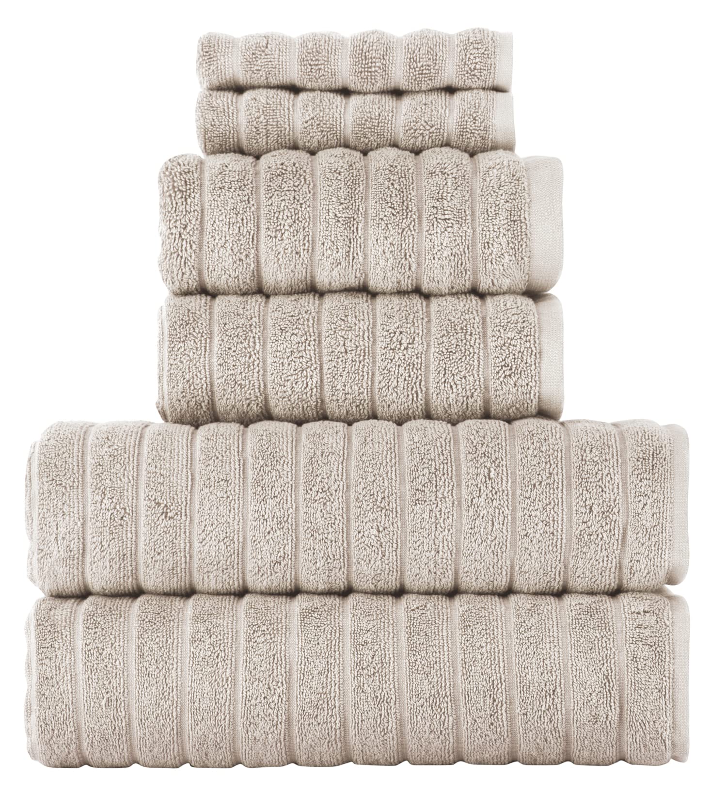 Premium 6-Piece Turkish Cotton Towel Set - Ultra Soft, Highly Absorbent Bath & Hand Towels with Washcloths for Spa, Beach & Luxury Bathroom Decor