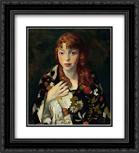 Robert Henri Museum Art Print - Edna Smith in Japanese Wrap, 20x22 Black Ornate Framed with Double Matting | Wall Decor for Living Room, Bedroom & Office