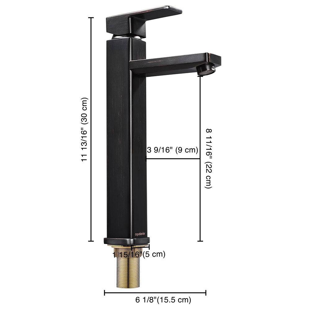Aquaterior Modern Square Bathroom Vessel Sink Faucet - 11.8 Inch Contemporary Lavatory Faucet for Bathroom Vanity, Perfect for Modern Home Decor and Spa-Like Bathroom Upgrades