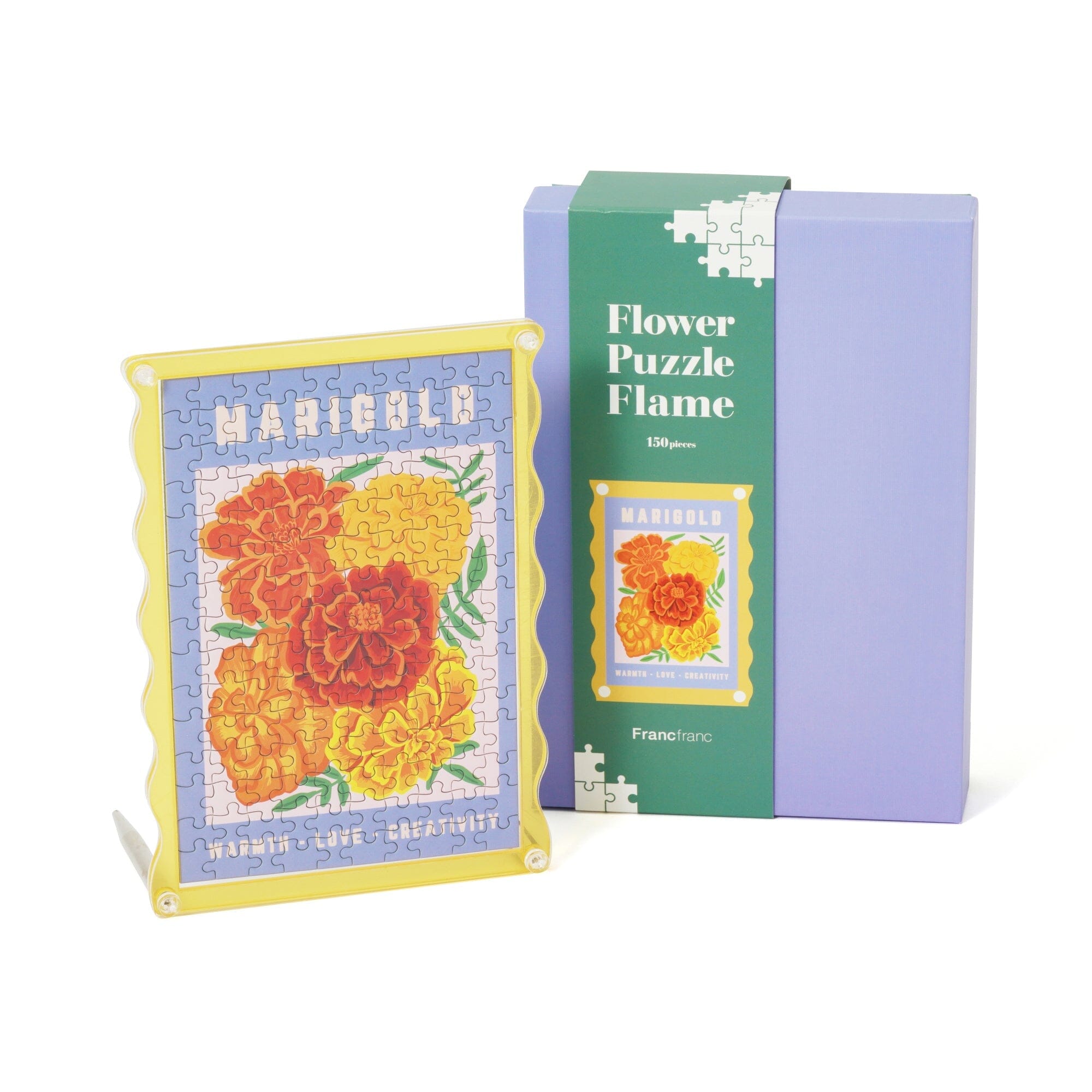 Marigold Flower Puzzle Frame - DIY Floral Jigsaw Puzzle for Adults & Kids - Perfect for Home Decor, Gifts, and Relaxation