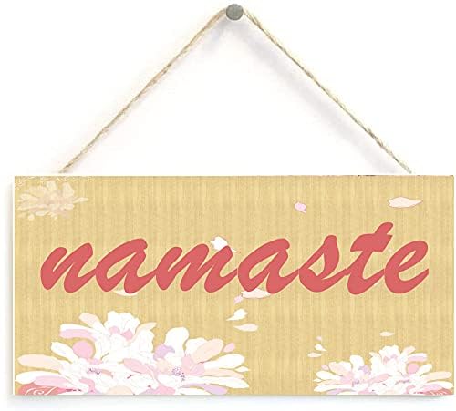Namaste at Home Wooden Plank Sign - 5x10 Inch Yoga Wall Decor for Meditation Room, Yoga Studio & Home - Handcrafted Wooden Yoga Sign for Mindful Living & Spiritual Spaces