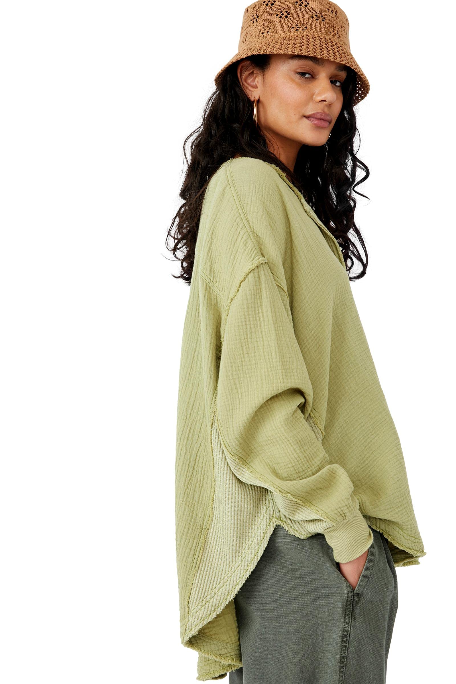 Free People Women's Palo Santo Pullover Sweater - Soft Cozy Knit Long Sleeve Casual Top (Palmeraie, Small) | Perfect for Fall Layering, Weekend Outings & Coffee Dates