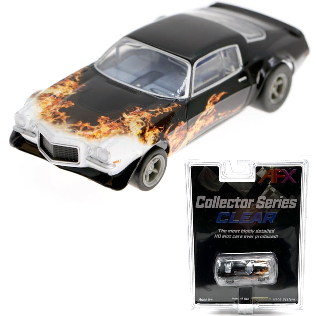 AFX 22073 1970 Camaro Wildfire Black/Yellow/Orange HO Scale Slot Car - Perfect for Slot Car Racing, Collecting, and Model Train Layouts
