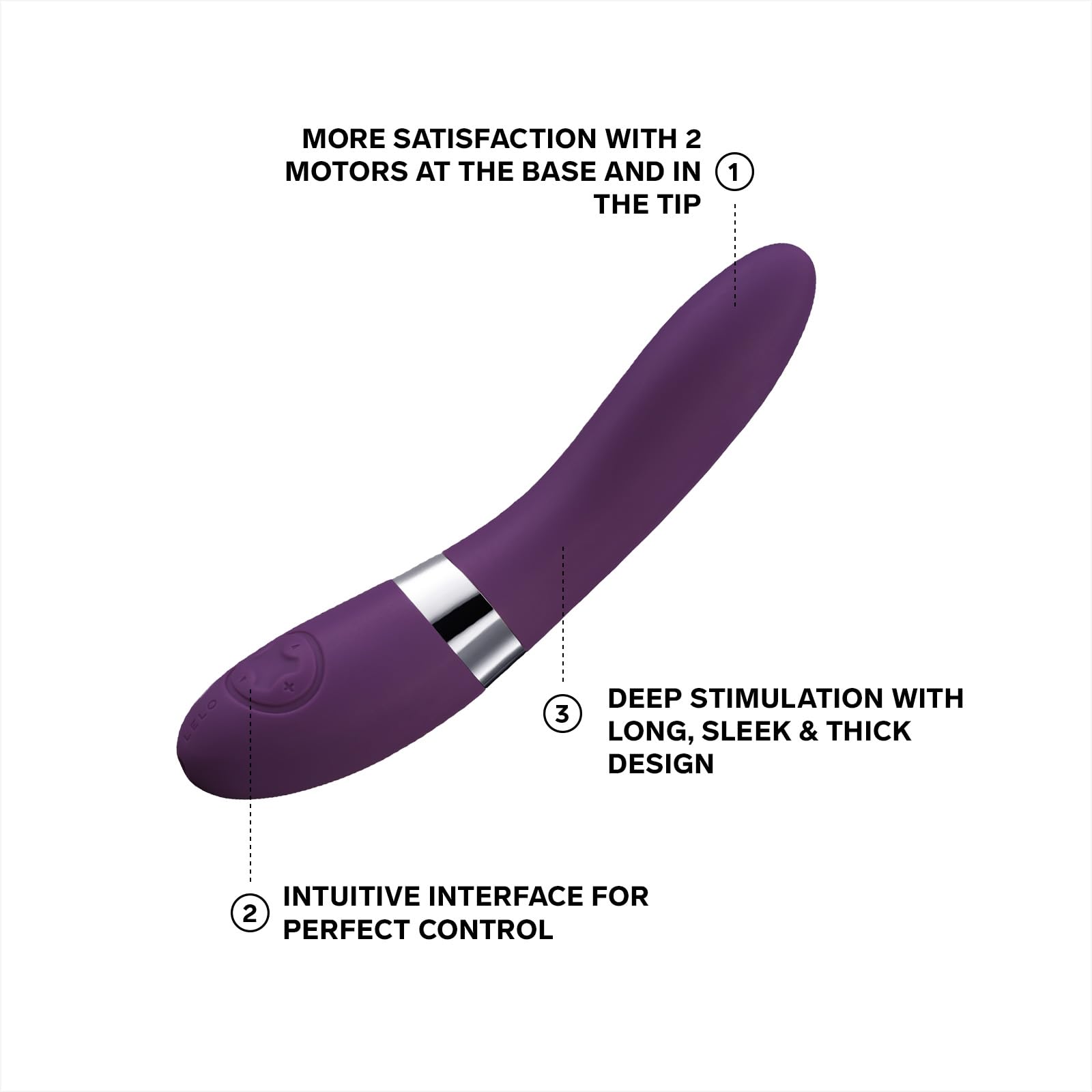 LELO Elise 2 G Spot Vibrator - Dual Motor Waterproof Sex Toy for Women - Powerful Clitoral & G-Spot Stimulation - Perfect for Solo Play & Couples Intimacy - Luxury Plum Purple Adult Toy
