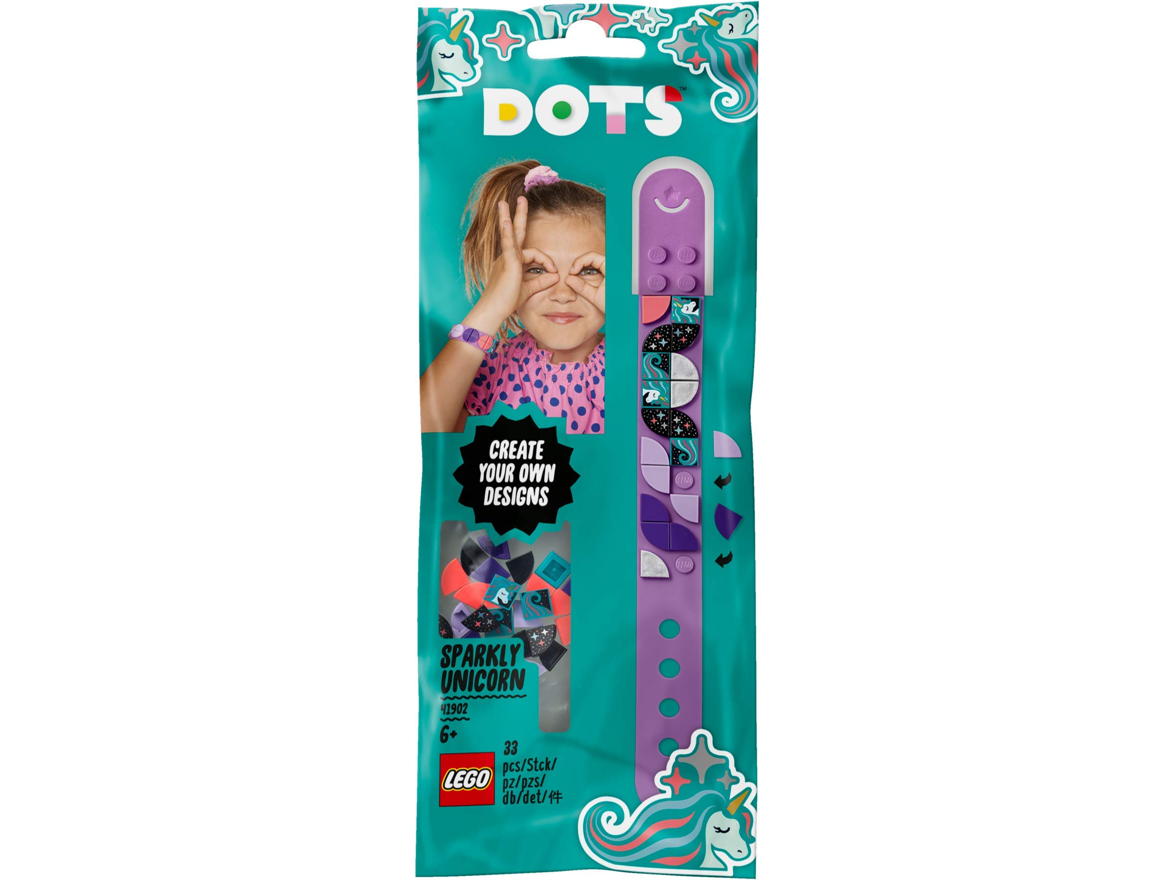 LEGO DOTS Unicorn Star Bracelet - Creative DIY Toy Bracelet Kit for Kids Ages 6+, Purple Bracelet with Decorative Pieces (41902) - Perfect for Birthday Gifts, Arts & Crafts, and Creative Playtime