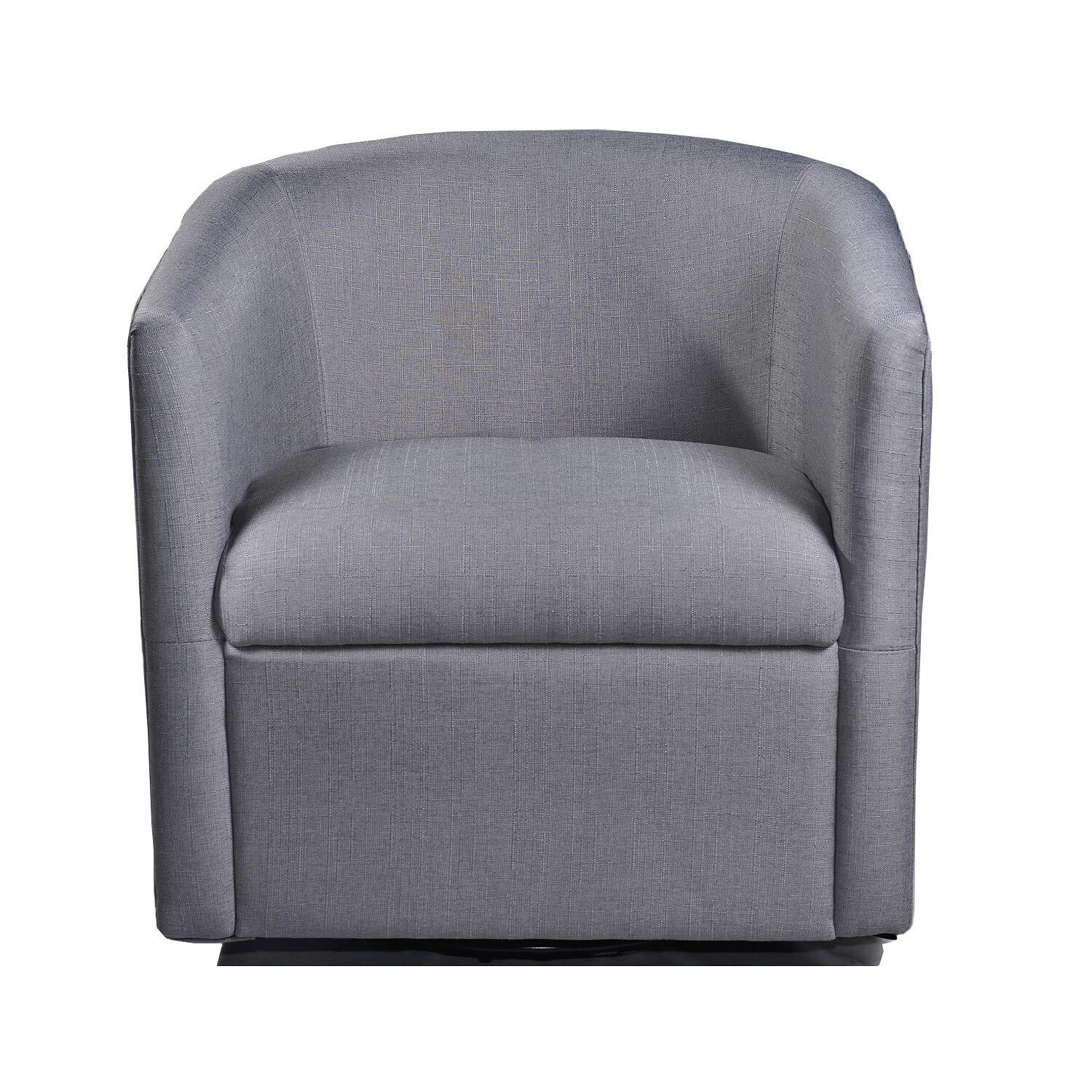 Madge Grey/Beige Contemporary Swivel Accent Chair - Fabric, Foam & Wood Construction - Modern Living Room Furniture for Home Office & Lounge