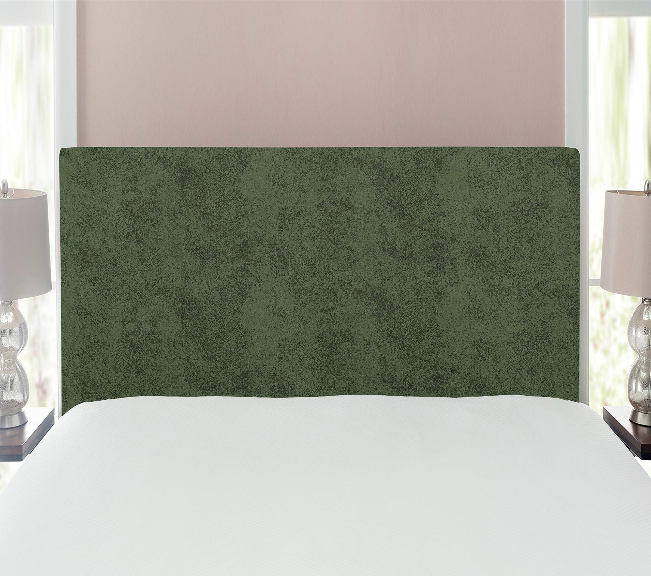 Ambesonne Faux Suede Headboard - Digitally Printed Distressed Texture Upholstered Metal Bed Headboard with Memory Foam | Twin Size Olive Green | Dorm & Bedroom Accent Furniture for Modern Home Decor