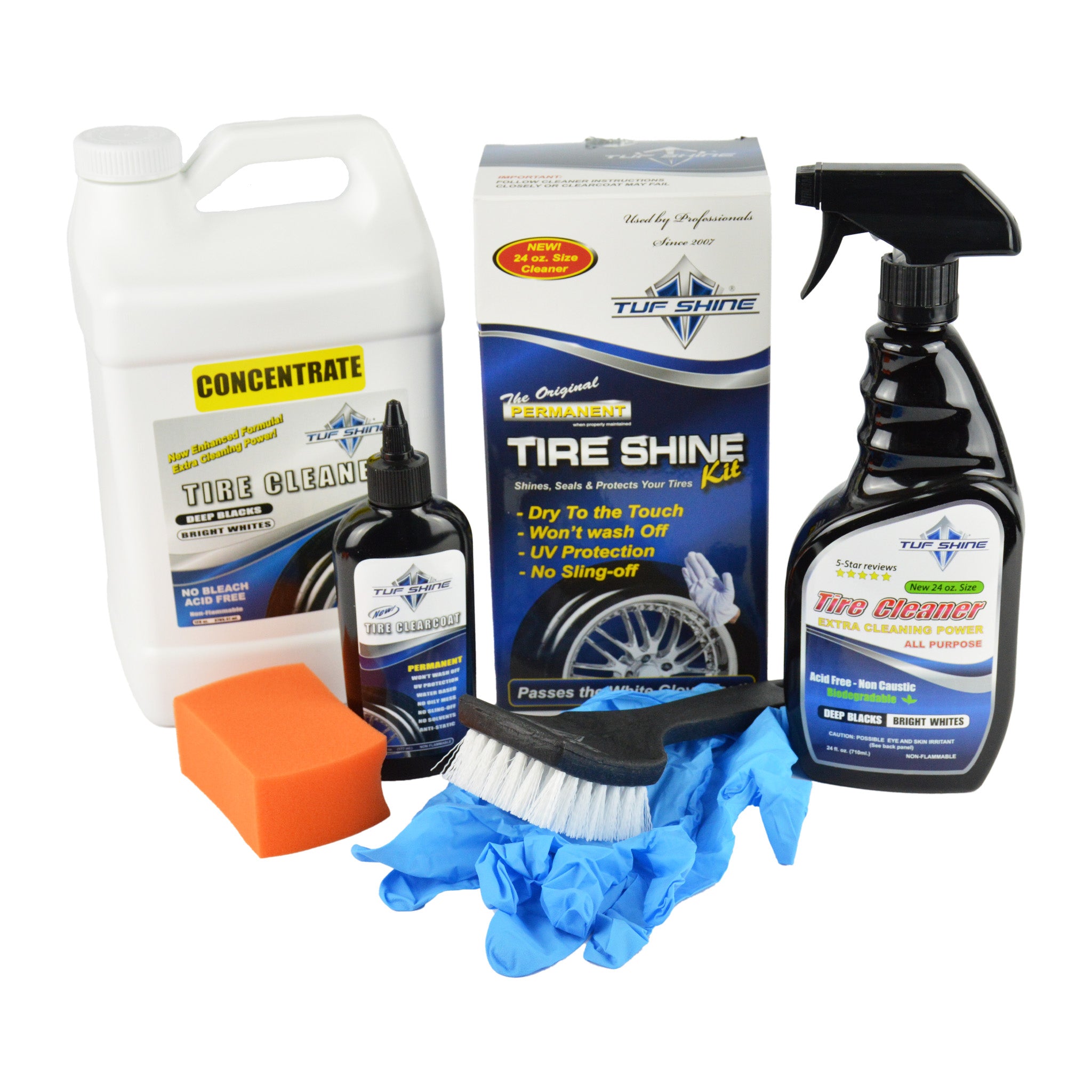 Tuf Shine Tire Shine Kit - Premium Car Tire Cleaner & Protectant for Long-Lasting Shine | Perfect for Car Detailing, Show Vehicles & Daily Drivers