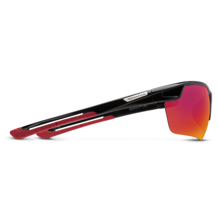 Contender Sunglasses - Black Frame with Polarized Red Mirror Lens for Men & Women - Perfect for Driving, Running, and Outdoor Sports