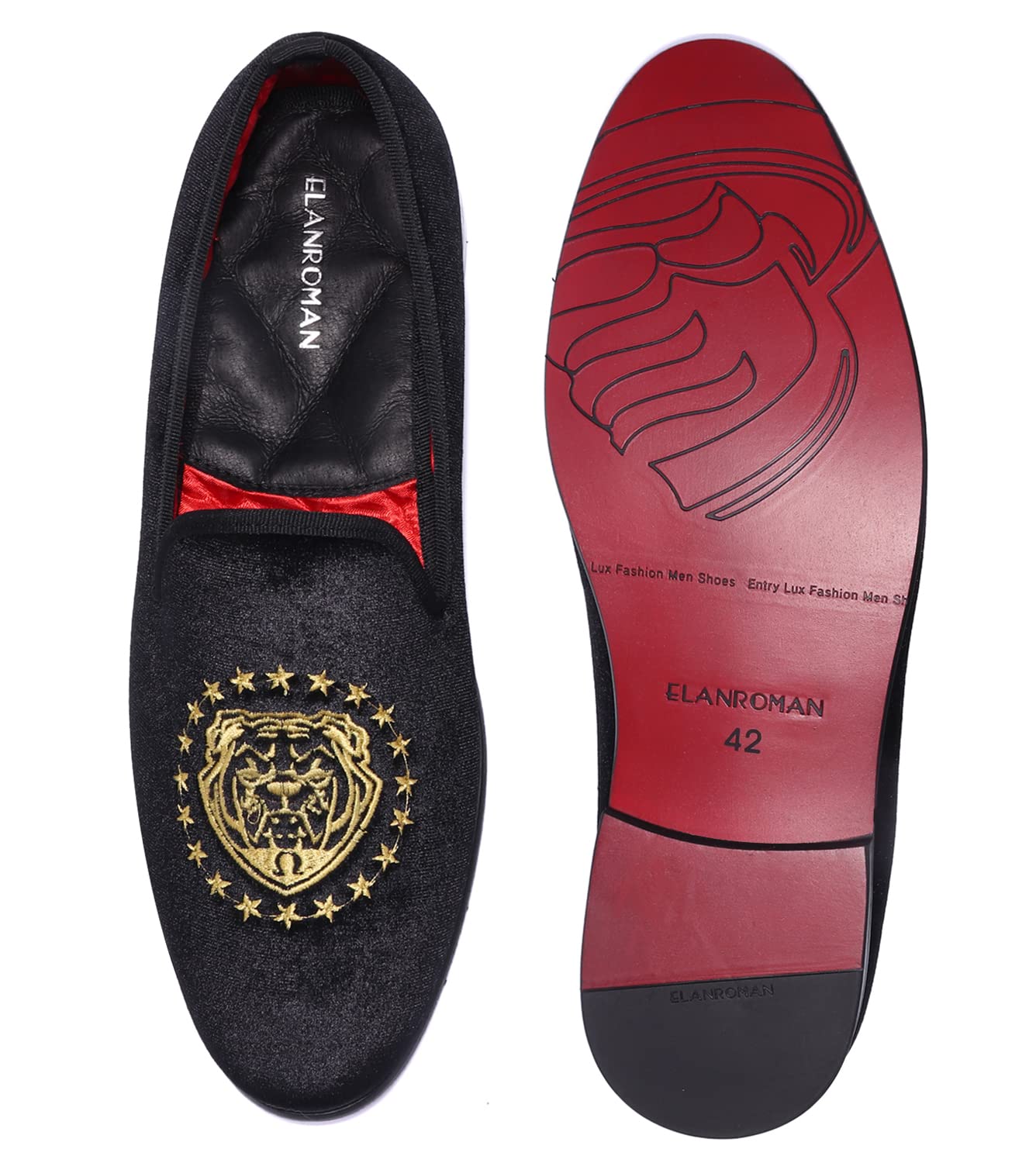 ELANROMAN Men's Velvet Embroidered Loafers - Fashionable 1.0 & 2.0 Dress Shoes for Wedding, Prom, Party & Formal Occasions - Comfortable Slip-On Shoes for Groomsmen & Special Events