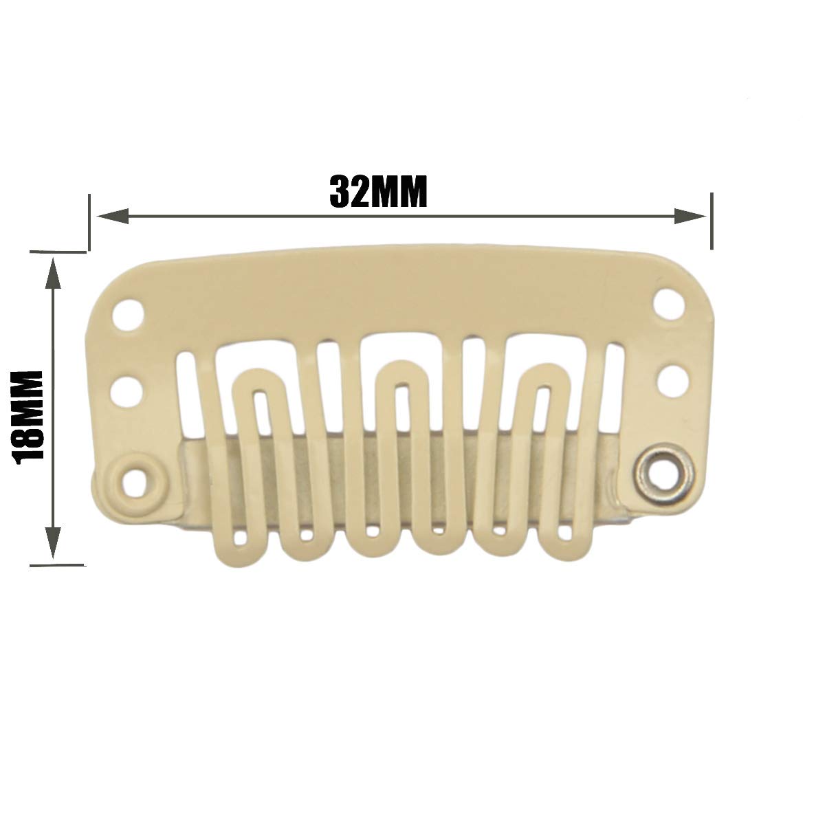 20pcs U-Shape Snap Wig Clips for Hair Extensions & Weaves - 3.2cm Metallic Hair Clips with Silicone Rubber (Beige, 1.2g/pc) | Secure Hold for DIY Styling, Cosplay & Daily Hair Accessories