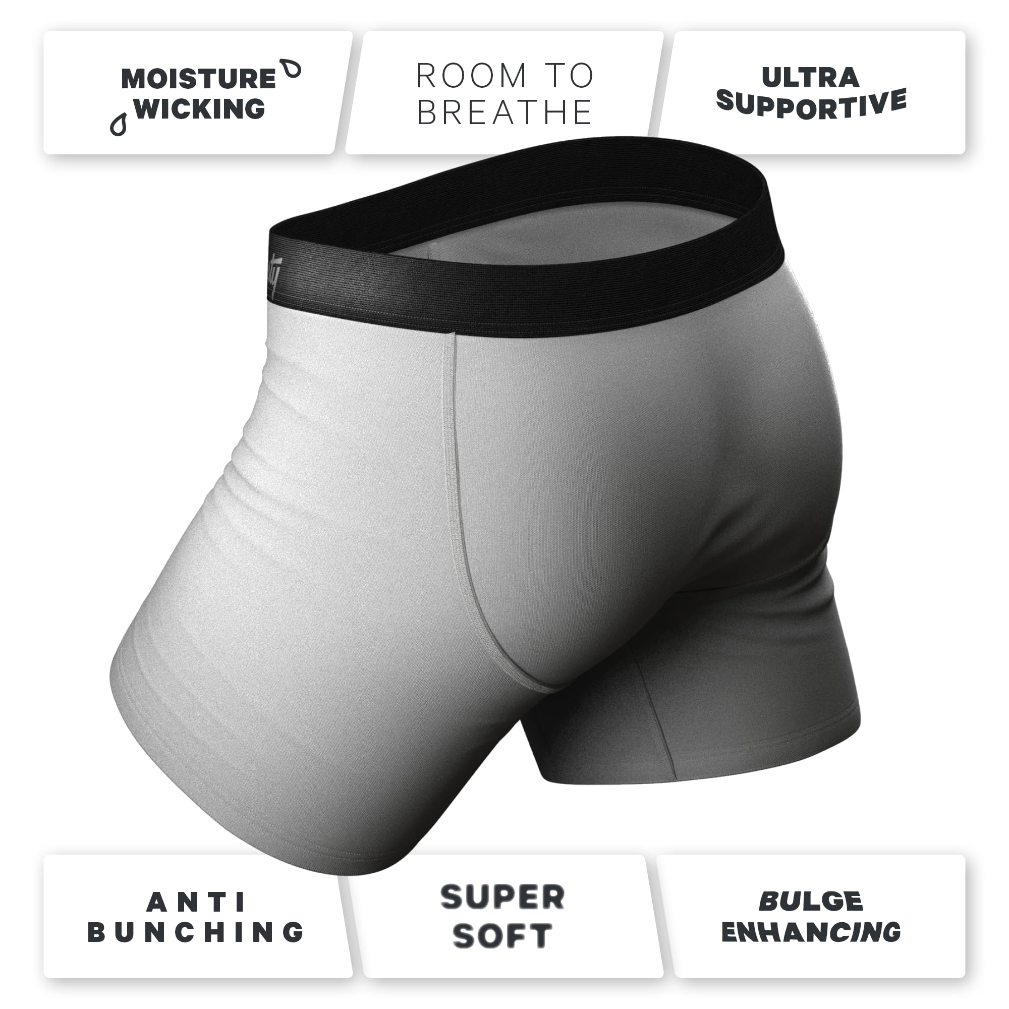 Shinesty Men's Pouch Underwear 6-Pack - Breathable Boxer Briefs with Fly Opening for Comfort & Support | Perfect for Travel, Gym & Everyday Wear