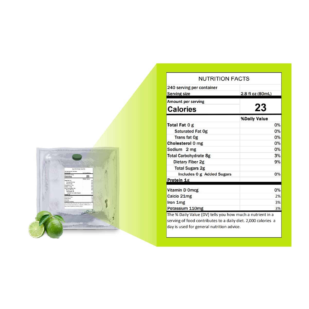 Premium Aseptic Lime Fruit Puree - 4.4 Lb Bulk Pack for Smoothies, Baking & Cocktails | Natural, No Preservatives | Commercial & Home Use