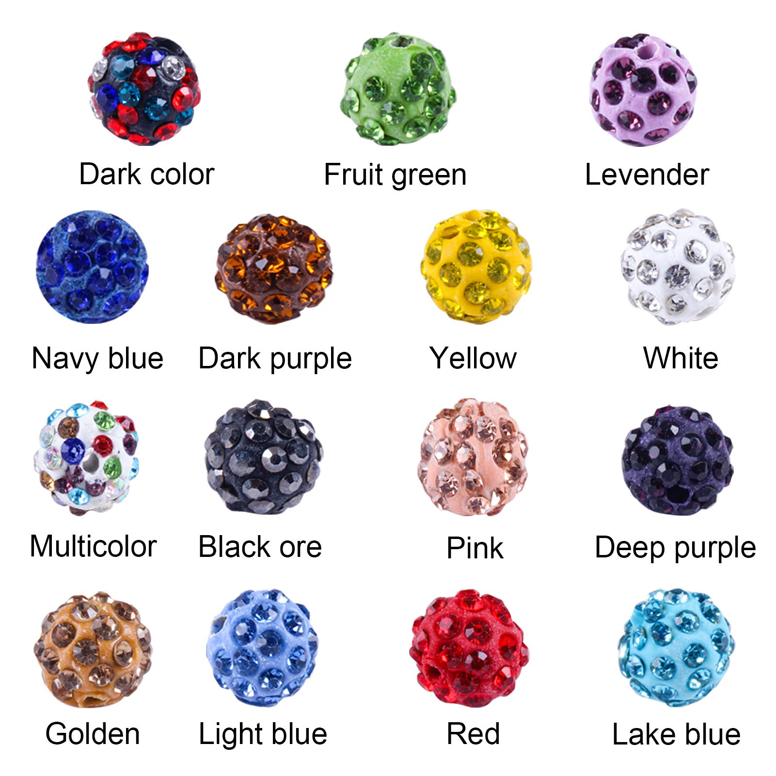 225pcs 10mm Pave Disco Ball Rhinestone Beads for Jewelry Making - Round Crystal Diamond Charms Bulk for DIY Necklace, Bracelet, Earrings | Perfect for Crafting, Wedding Accessories, Party Decorations