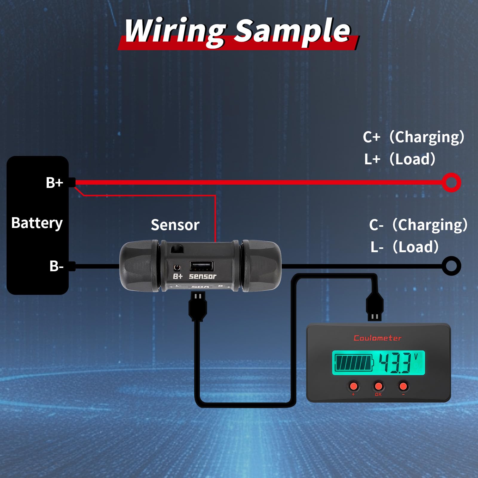 DROK DC Multi Tester 8-120V 100A with Wide Angle Curved Screen - Digital Volt Amp Watt Capacity Battery Monitor for 12V 24V 36V 48V 110V Systems - Includes Shunt & 2m USB Cable - Perfect for Marine, Car, RV, Solar & Off-Grid Power Monitoring