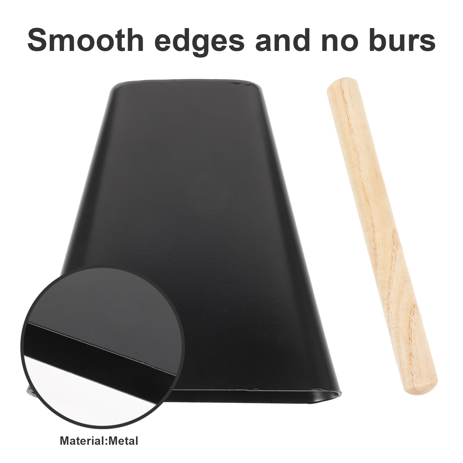 6 Inch Metal Cowbell with Wooden Stick - Loud Percussion Instrument for Sports Events, Music Bands & Festivals | Misten Noise Maker