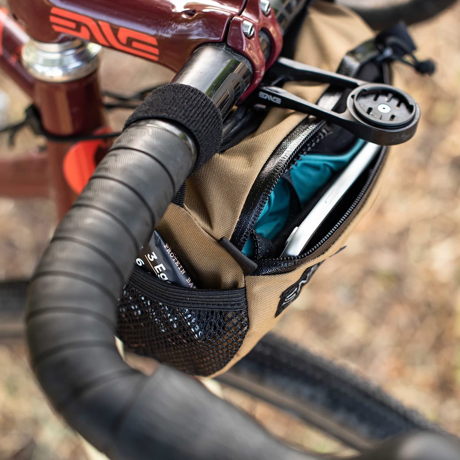 Snēk Cycling Stache Handlebar Bag - Waterproof Bike Handlebar Bag for Road & Mountain Bikes - Perfect for Commuting, Touring & Adventure Cycling