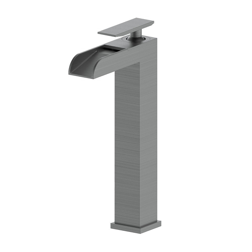 ZLINE Eagle Falls Waterfall Vessel Sink Single Handle Bathroom Faucet in Gun Metal - Modern Matte Black Finish for Vanity & Powder Room - Perfect for Contemporary Home Decor & Luxury Bathroom Renovations
