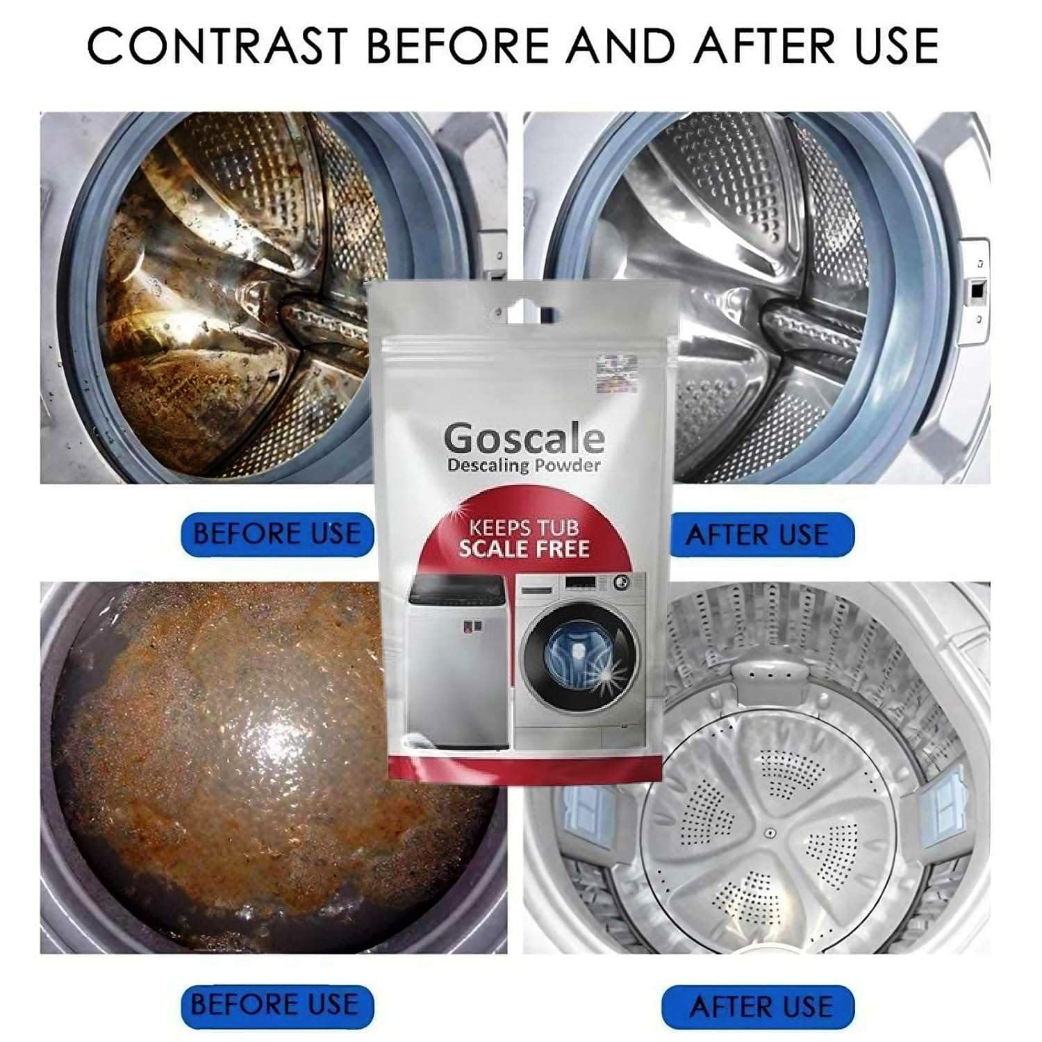 LG & Whirlpool Washing Machine Descaler Powder - Front Load & Top Load Compatible, 100g (10 Pack) | Deep Clean Drum, Remove Limescale & Odors | Perfect for Monthly Maintenance & Hard Water Areas